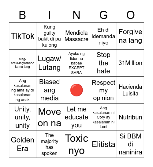 SOLID BBM SARAH Bingo Card