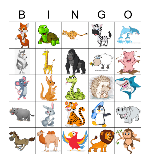 ZOO ANIMALS Bingo Card