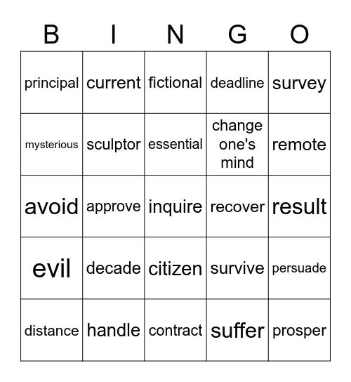 Review Bingo Card