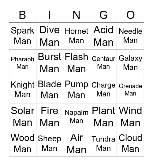 Mooncake Round 1 (Robot Masters) Bingo Card