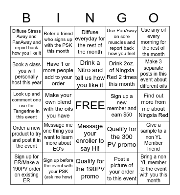 Essentially SpOILed Life September BINGO Card