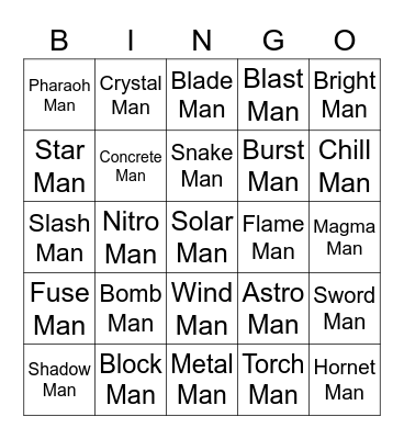 Jet Round 1 (Robot Masters) Bingo Card