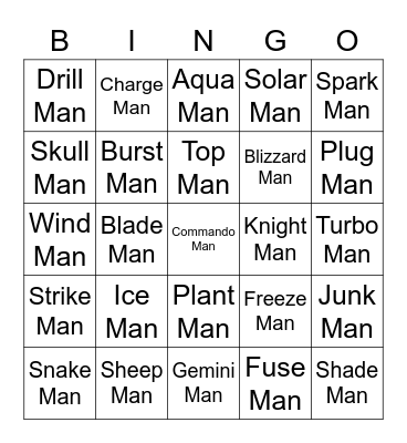 Hunnel Round 1 (Robot Masters) Bingo Card