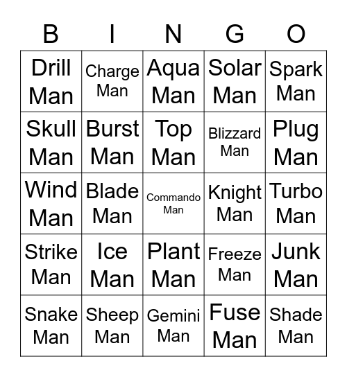 Hunnel Round 1 (Robot Masters) Bingo Card