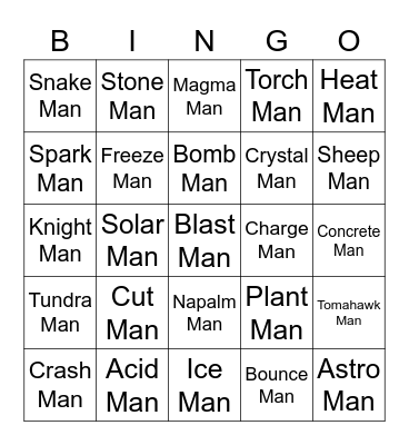 Rahen Round 1 (Robot Masters) Bingo Card