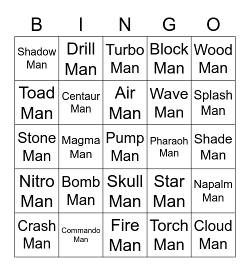 Joe Round 1 (Robot Masters) Bingo Card