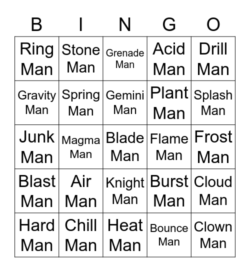 Joe Round 2 (Robot Masters) Bingo Card