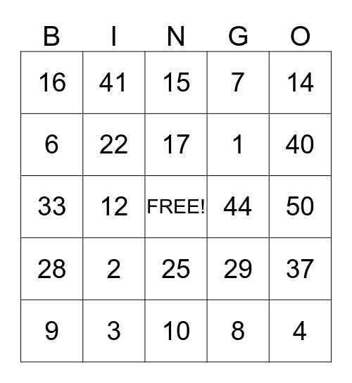 THE FAMILY Bingo Card