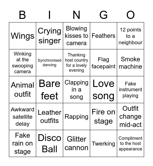 Eurovision in style! Cats! Bingo Card