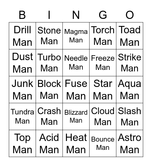Kurisu Round 1 (Robot Masters) Bingo Card