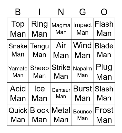 Kurisu Round 2 (Robot Masters) Bingo Card