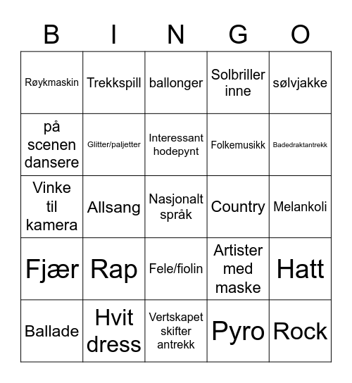 Grand Prix Bingo Card