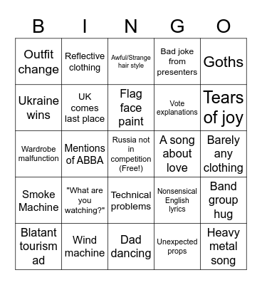 VRC Eurovision Bingo! Bingo Card