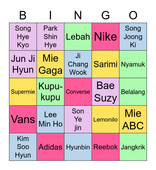 Bingo Pola. Bingo Card