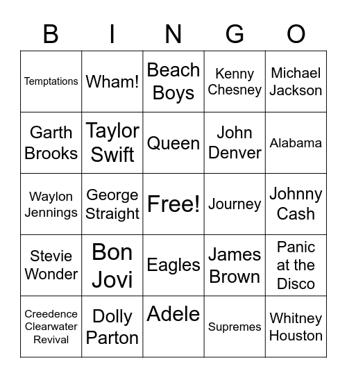 Music Bingo Card