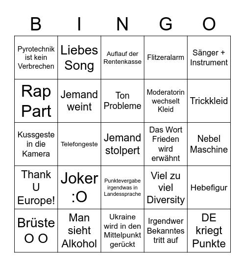 ESC Bingo Card