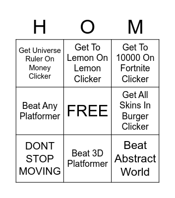 Upgrade House Scratch Bingo Card