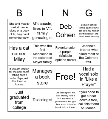 Wedding Bingo Card