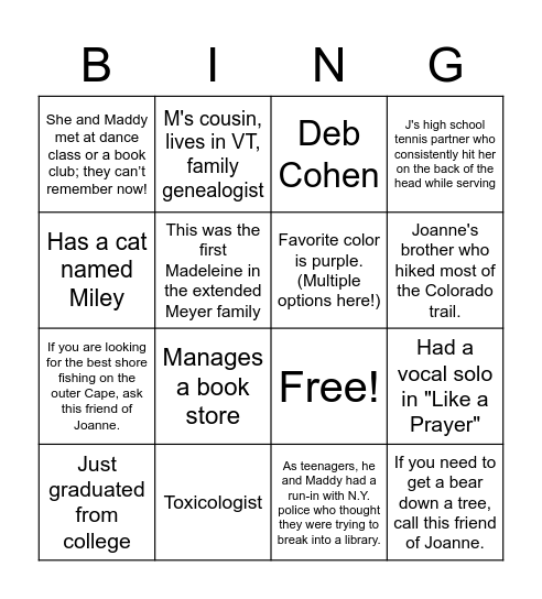 Wedding Bingo Card