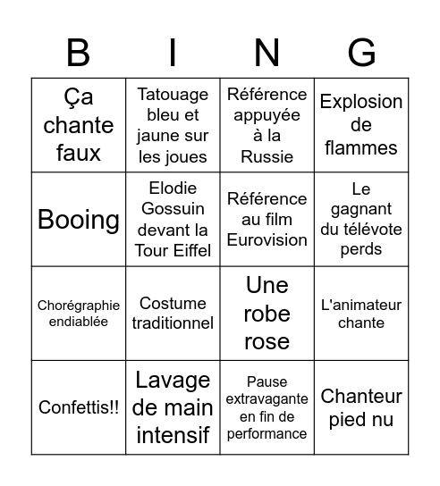 EUROVISIONITE AIGUE 2022 Bingo Card