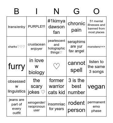 y Bingo Card