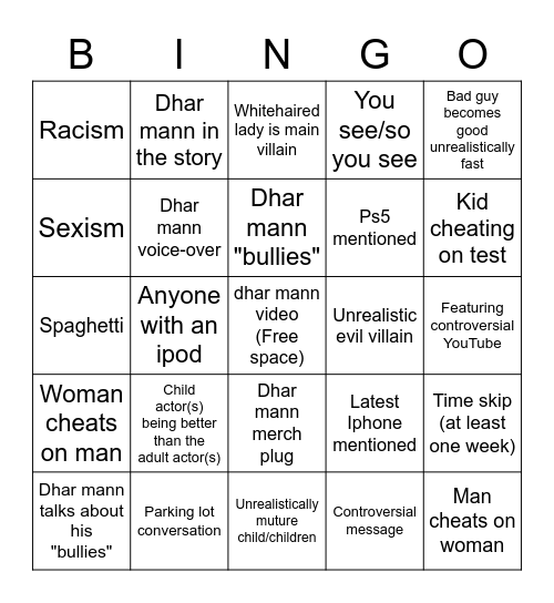 Dhar dhar bings Bingo Card