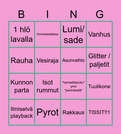 E U R O V I I S U Bingo Card