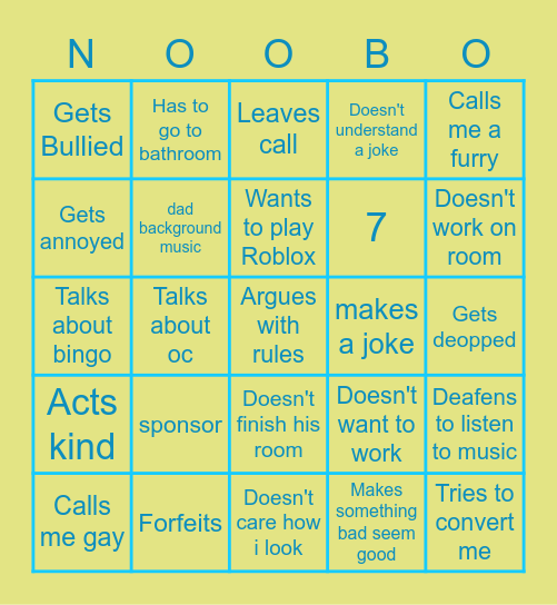 Noobo Bingo Card