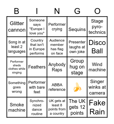 Eurovision BINGO Card