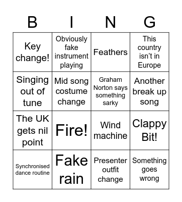 Eurovision bingo card 2 Bingo Card