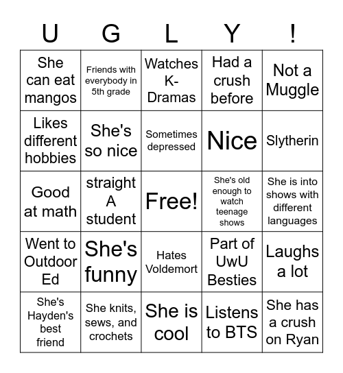 Sofia & Leila Bingo Card