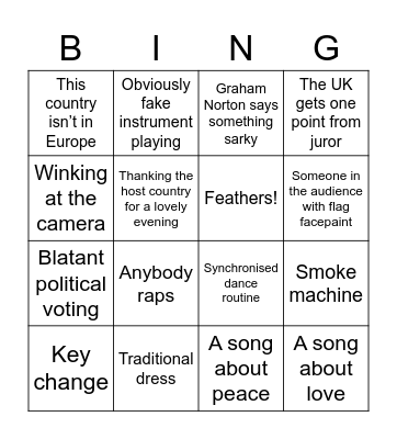 Eurovision bingo card 3 Bingo Card