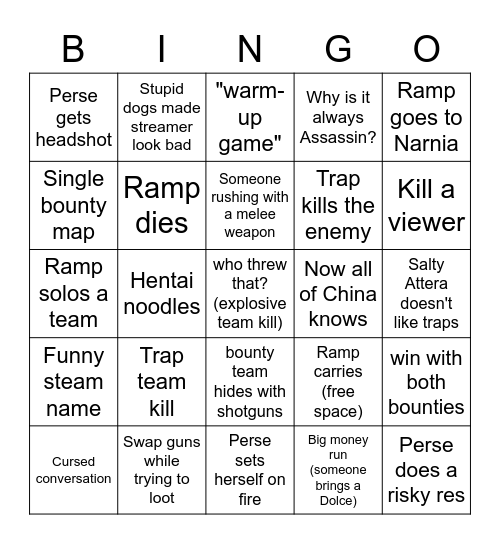 Hunt Saturday Bingo Card