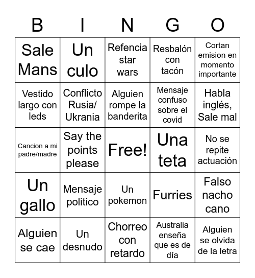 Eurovision time! Bingo Card