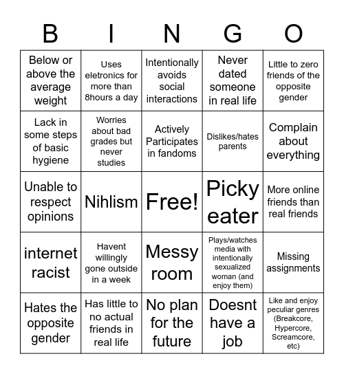 loser bingo Card