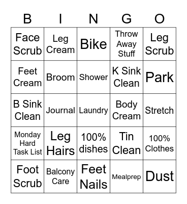 Weekend Refresh Bingo Card