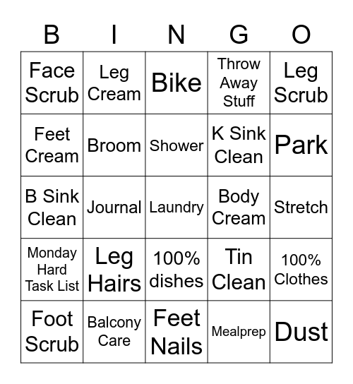 Weekend Refresh Bingo Card