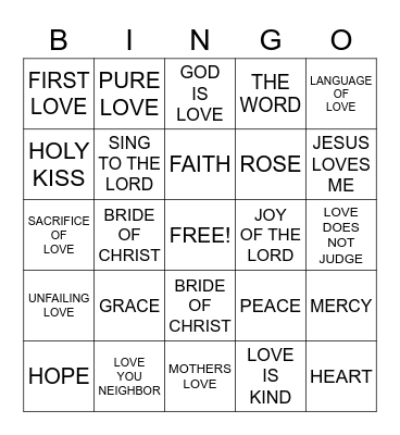 JESUS LOVES ME Bingo Card