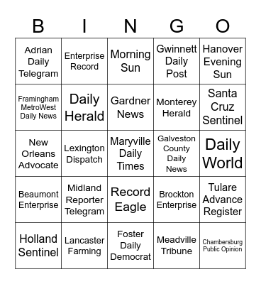 ChicoCallCenter.com Bingo Card