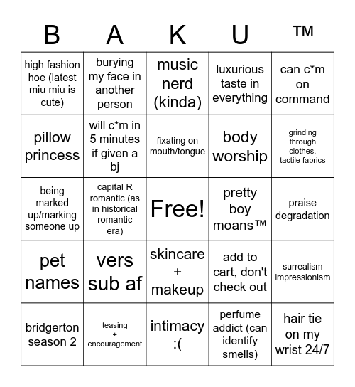 baku bingo Card