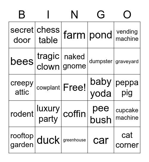 shell tour thingy Bingo Card