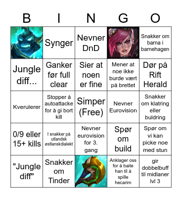 Johannes Bingo Card