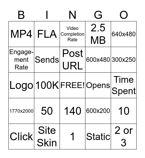 BI Product Specs Bingo Card #1 Bingo Card