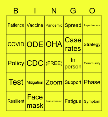Benefit Bingo Card