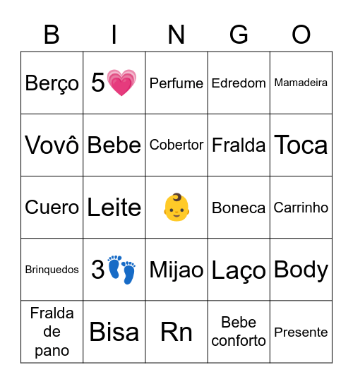 Chá revelação Bingo Card