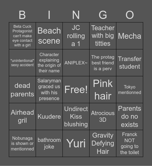 WEEB CARD Bingo Card