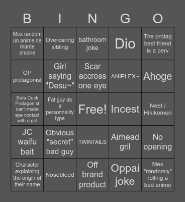 WEEB CARD Bingo Card