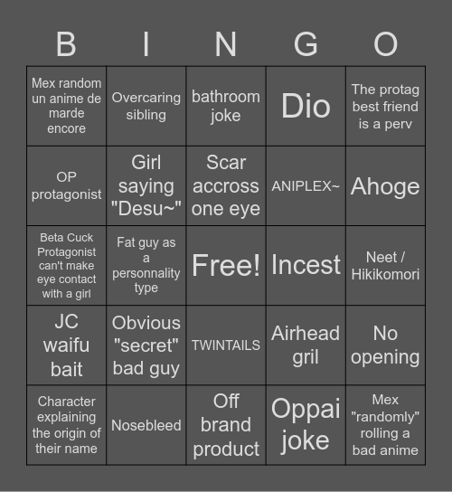 WEEB CARD Bingo Card