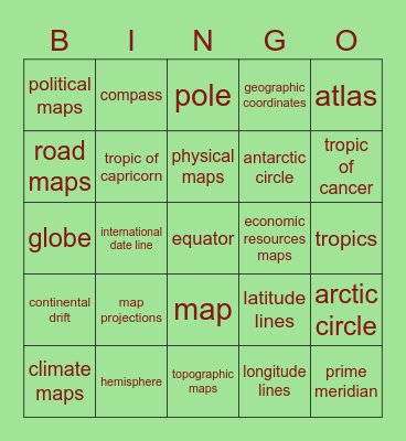 Definition Bingo Card