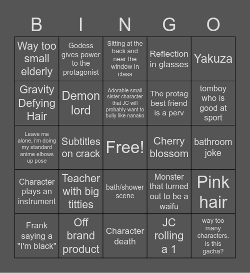 WEEB CARD Bingo Card